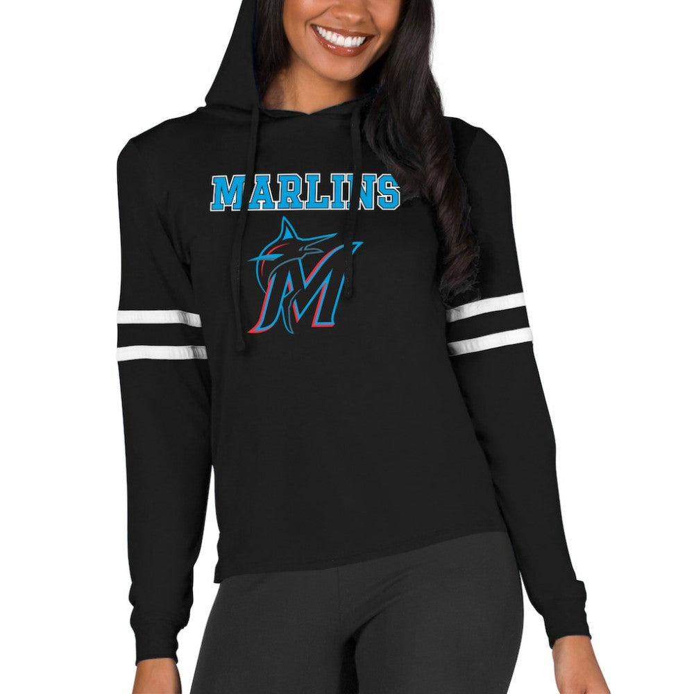 Miami Marlins Concepts Sport Women's Marathon Lightweight Lounge Pullover Hoodie - MLB Hoodies