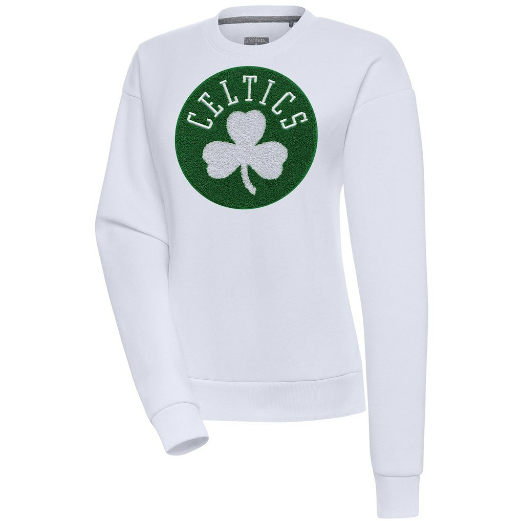 White Boston Celtics Antigua Women's Victory Crewneck Pullover Sweatshirt | NBA