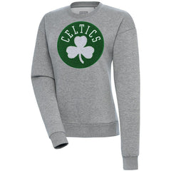 Heather Gray Boston Celtics Antigua Women's Victory Crewneck Pullover Sweatshirt | NBA
