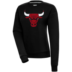 Black Chicago Bulls Antigua Women's Victory Crewneck Pullover Sweatshirt | NBA