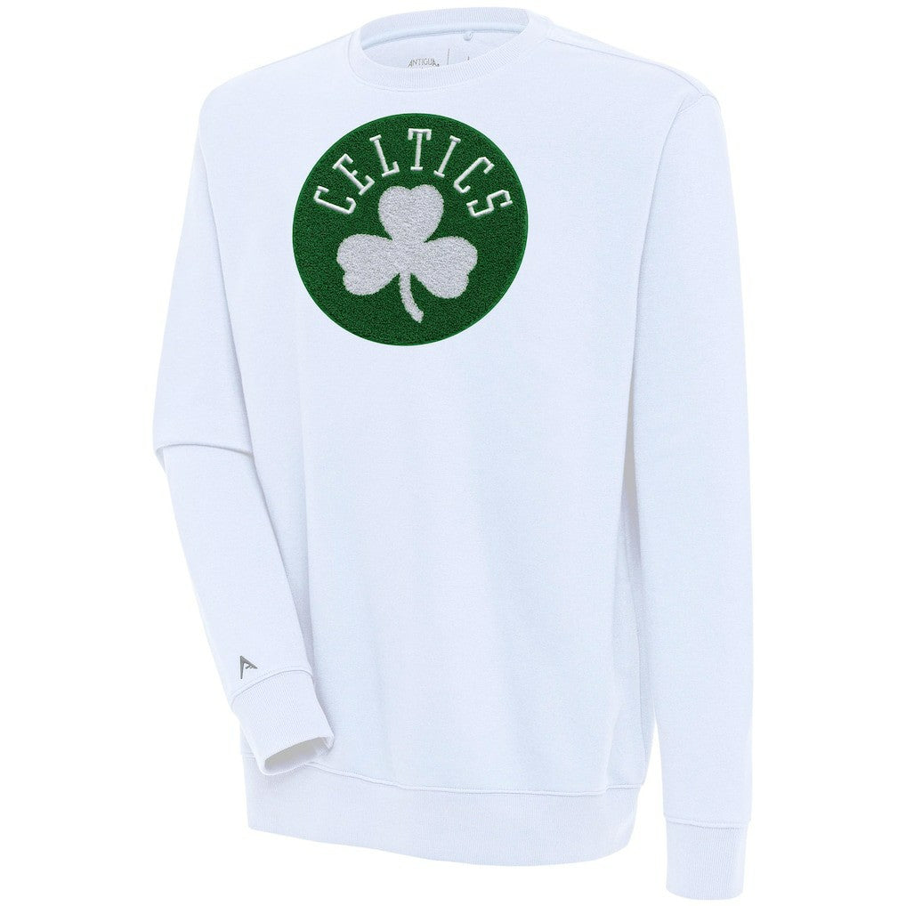 White Boston Celtics Antigua Victory Crewneck Pullover Sweatshirt | NBA