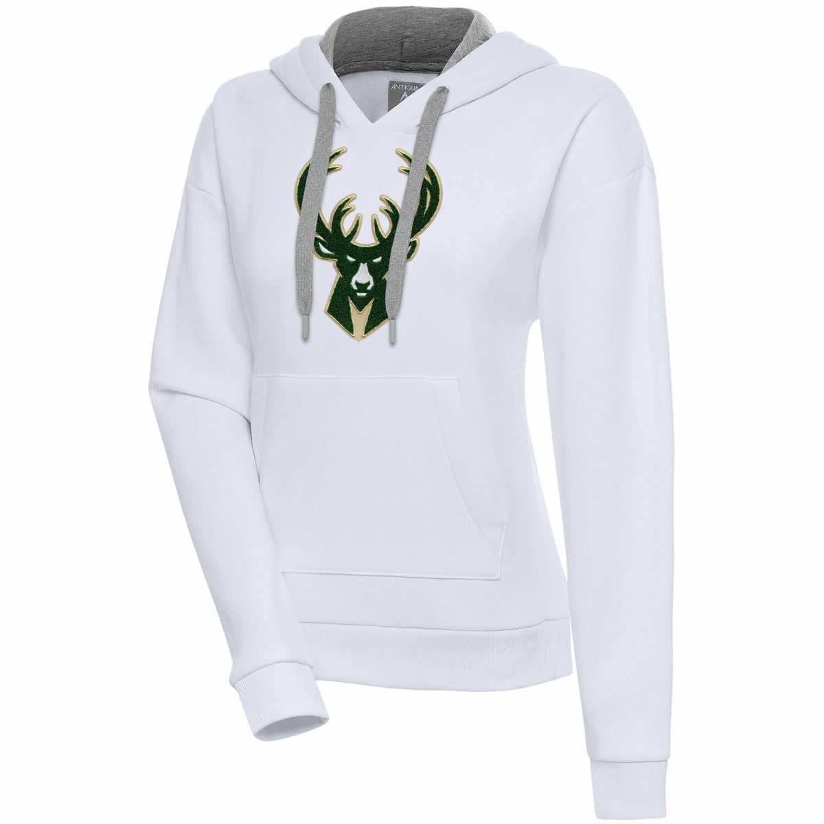 White Milwaukee Bucks Antigua Women's Victory Pullover Hoodie | NBA