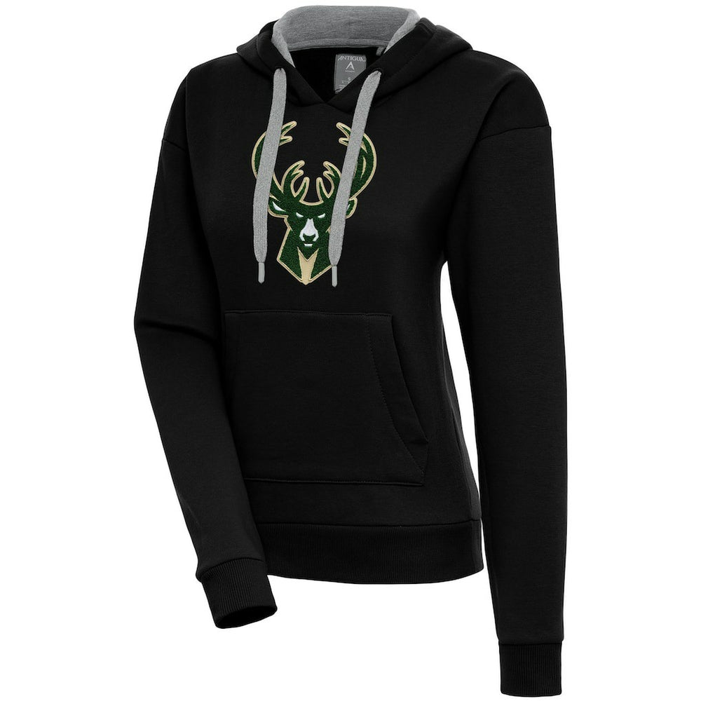 Black Milwaukee Bucks Antigua Women's Victory Pullover Hoodie | NBA