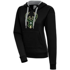 Black Milwaukee Bucks Antigua Women's Victory Pullover Hoodie | NBA