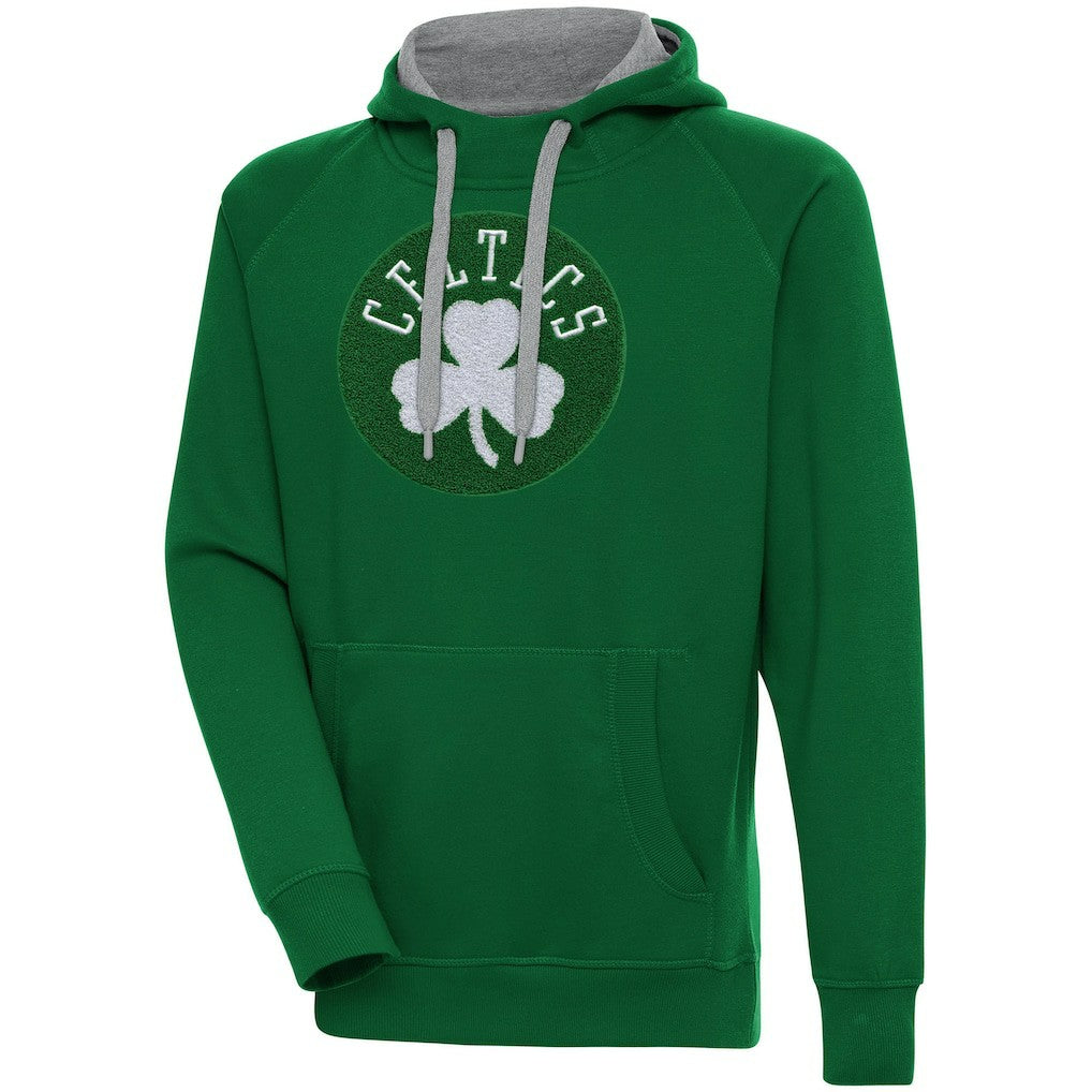 Hunter Green Boston Celtics Antigua Victory Pullover Hoodie | NBA