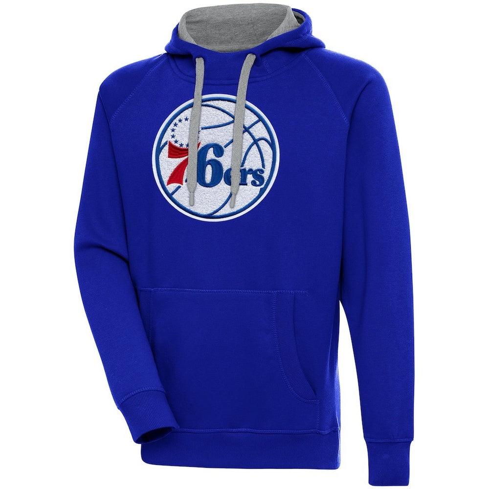 Royal Philadelphia 76ers Antigua Victory Pullover Hoodie | NBA