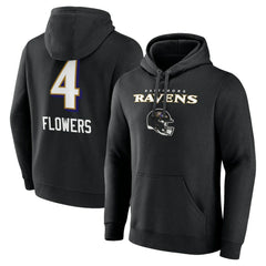 Baltimore Ravens Zay Flowers  Team Wordmark Player Name & Number Pullover Hoodie | NFL New