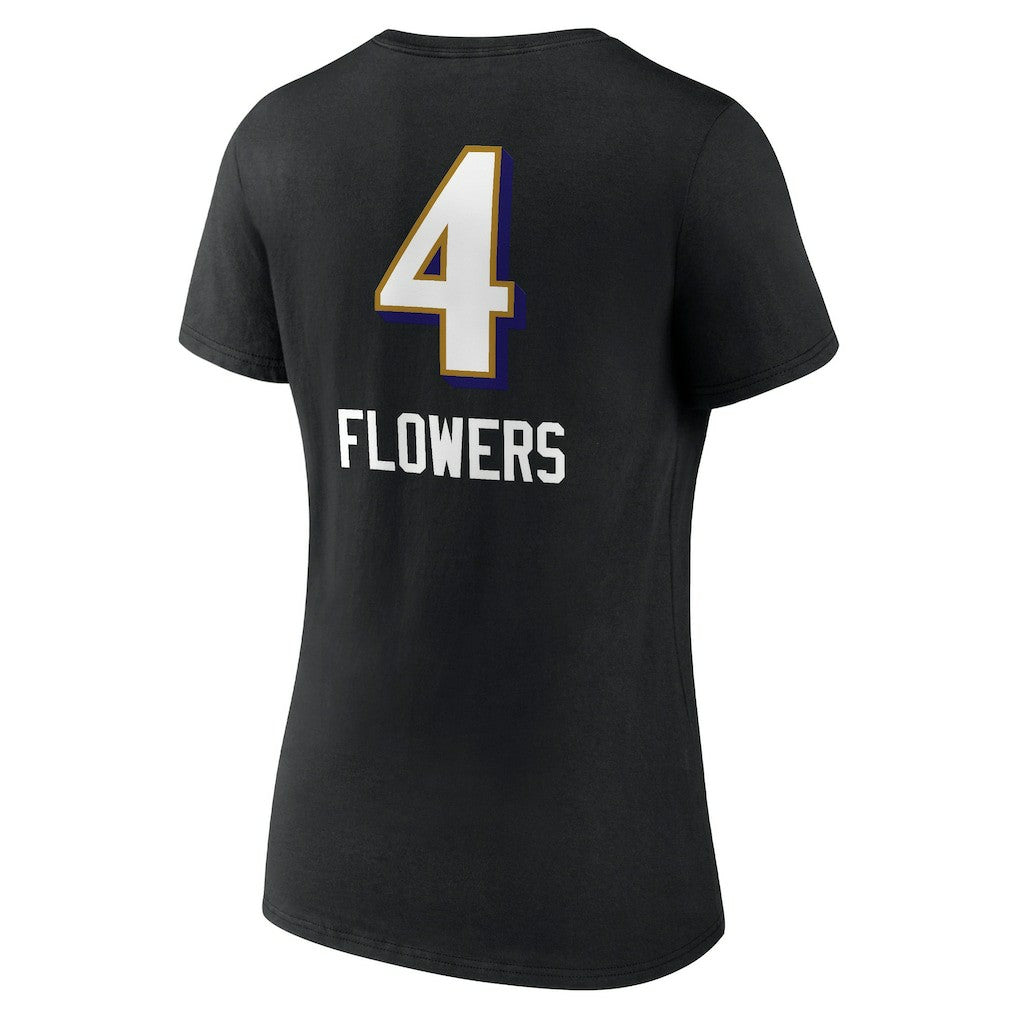 Baltimore Ravens Zay Flowers  Women's Team Wordmark Player Name & Number V-Neck T-Shirt | NFL Hot