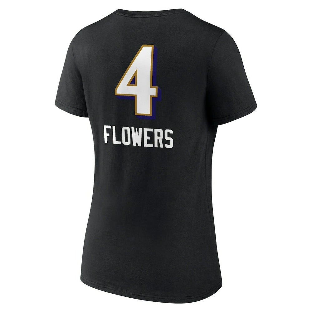 Baltimore Ravens Zay Flowers  Women's Team Wordmark Player Name & Number V-Neck T-Shirt | NFL Hot
