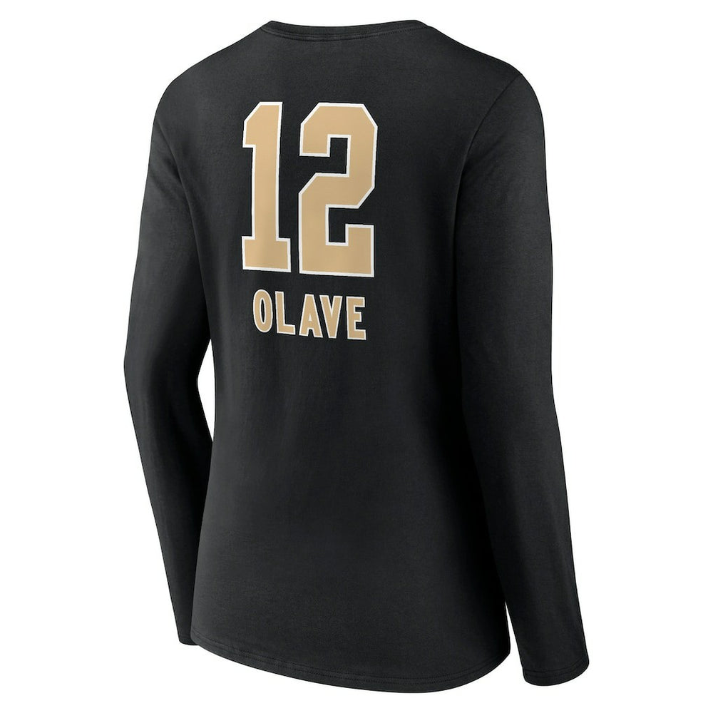 New Orleans Saints Chris Olave  Women's Team Wordmark Player Name & Number Long Sleeve V-Neck T-Shirt | NFL Discount