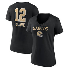 New Orleans Saints Chris Olave  Women's Team Wordmark Player Name & Number V-Neck T-Shirt | NFL Near me