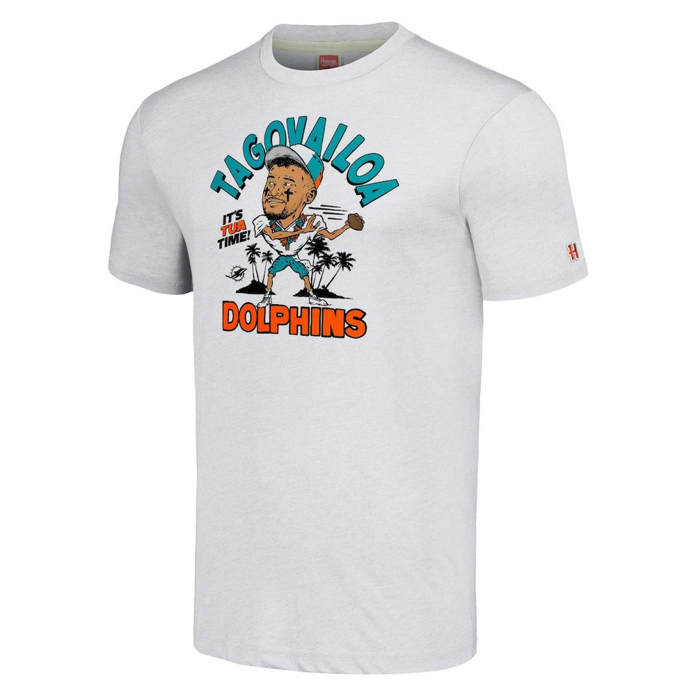 Miami Dolphins Tua Tagovailoa  Homage Unisex Caricature Player Tri-Blend T-Shirt | NFL US