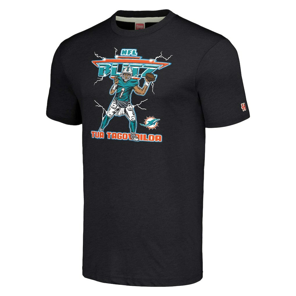 Miami Dolphins Tua Tagovailoa  Homage Unisex NFL Blitz Player Tri-Blend T-Shirt | NFL Discount