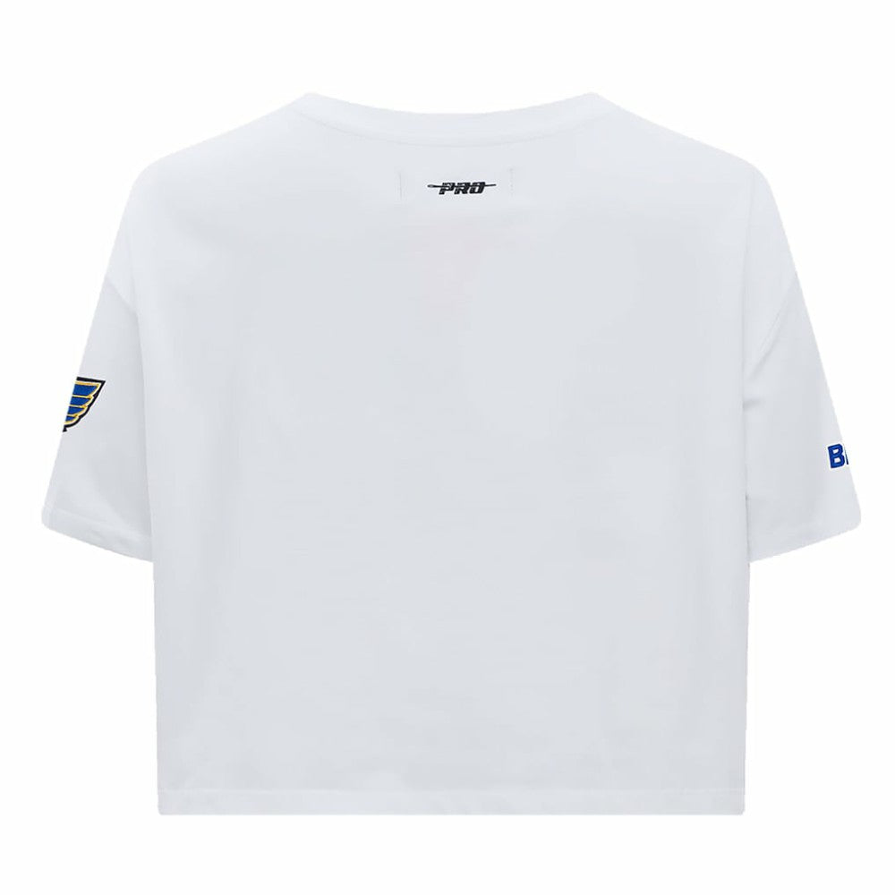 St. Louis Blues Pro Standard Women's Boxy Script Tail Cropped T-Shirt -  NHL T-shirts