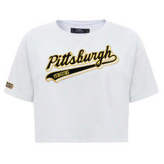 Pittsburgh Penguins Pro Standard Women's Boxy Script Tail Cropped T-Shirt -  NHL T-shirts