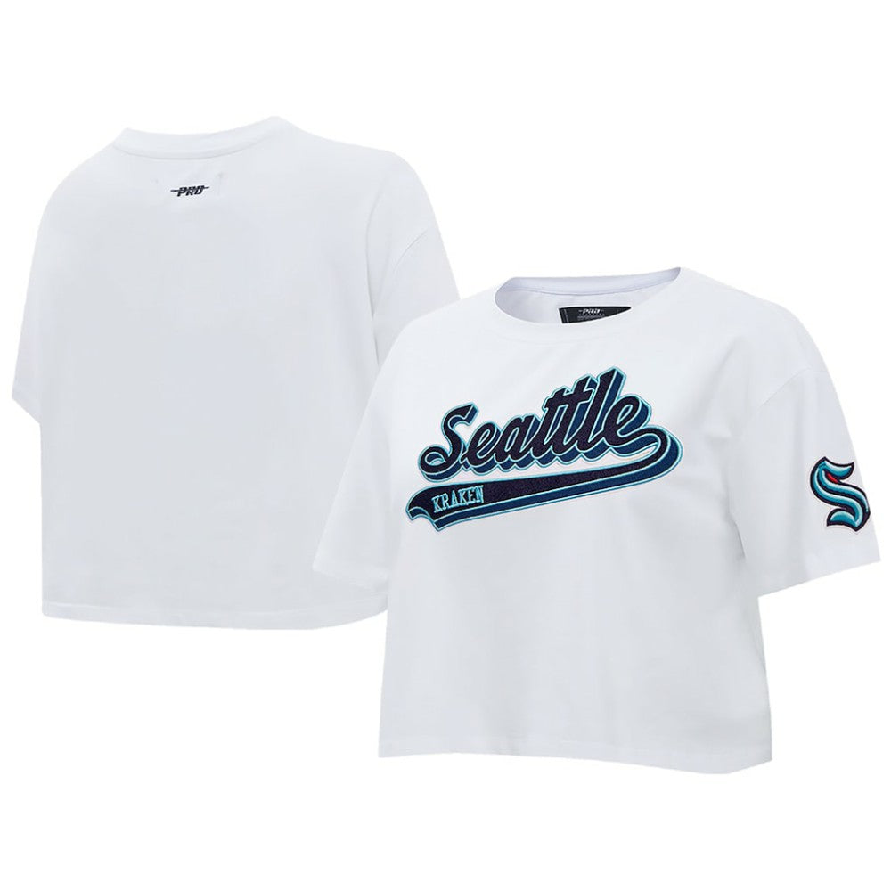 Seattle Kraken Pro Standard Women's Boxy Script Tail Cropped T-Shirt -  NHL T-shirts