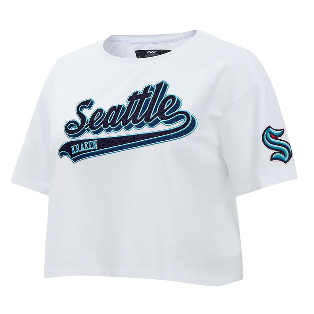 Seattle Kraken Pro Standard Women's Boxy Script Tail Cropped T-Shirt -  NHL T-shirts
