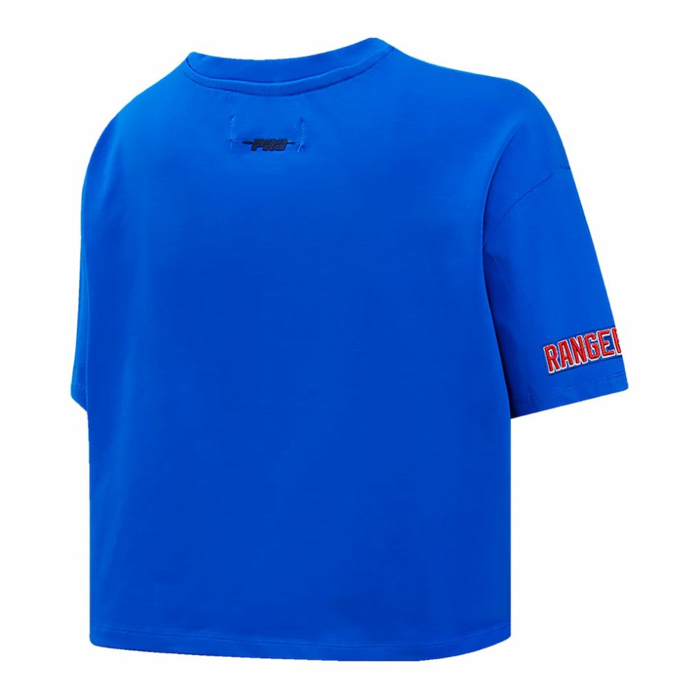New York Rangers Pro Standard Women's Boxy Script Tail Cropped T-Shirt -  NHL T-shirts