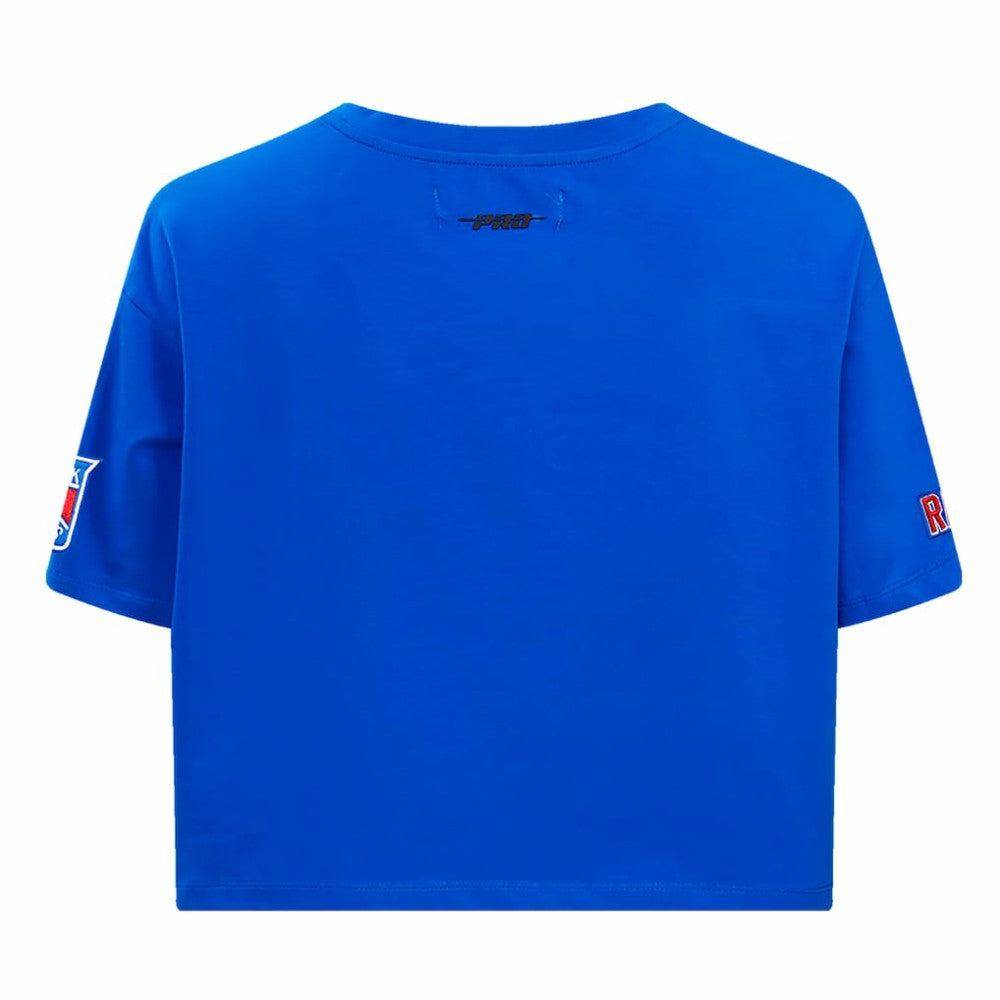 New York Rangers Pro Standard Women's Boxy Script Tail Cropped T-Shirt -  NHL T-shirts