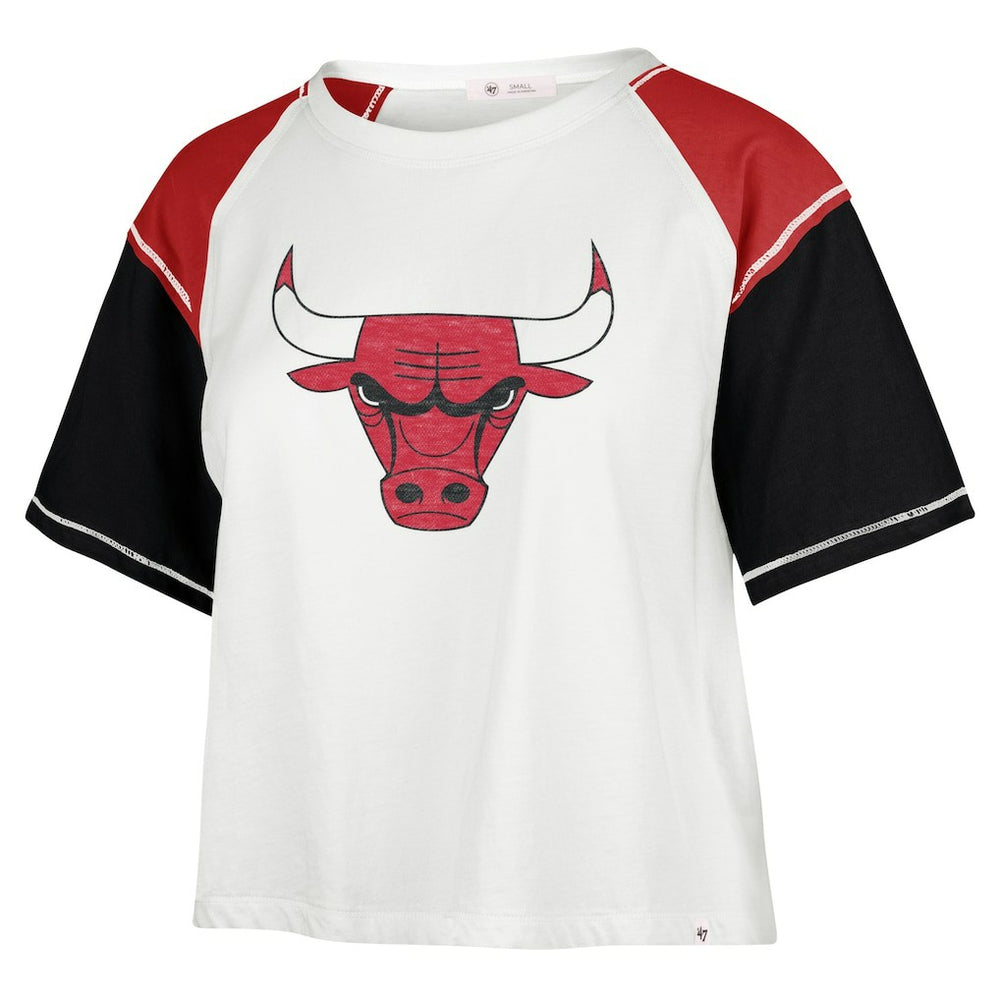 Cream Chicago Bulls '47 Women's Premier Raglan Cropped T-Shirt sale | NBA