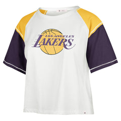 Cream Los Angeles Lakers '47 Women's Premier Raglan Cropped T-Shirt | NBA