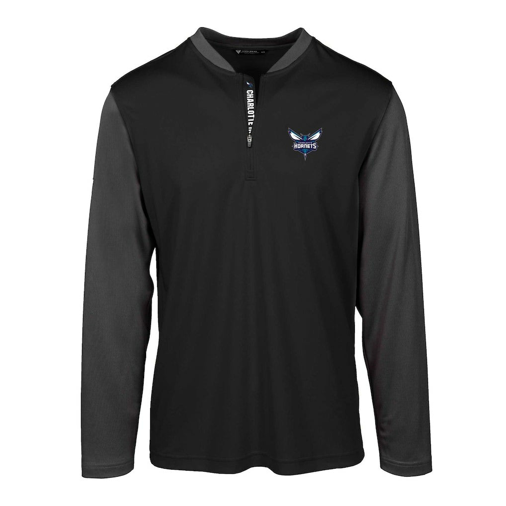 Black Charlotte Hornets Levelwear Spector Insignia Core Quarter-Zip Pullover Top | NBA