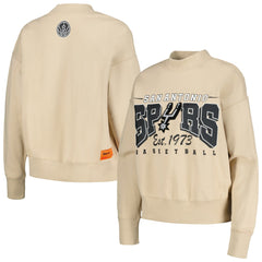Cream San Antonio Spurs Qore Women's Oversized Cozy Mock Neck Pullover Sweatshirt | NBA