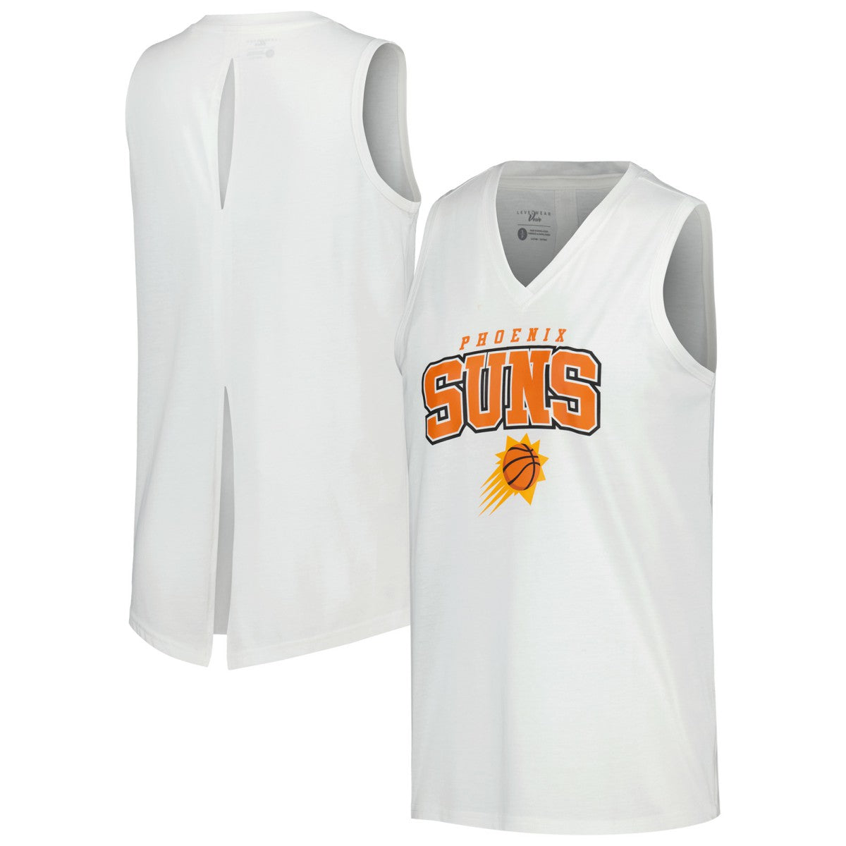 White Phoenix Suns Levelwear Women's Paisley Peekaboo Tank Top | NBA