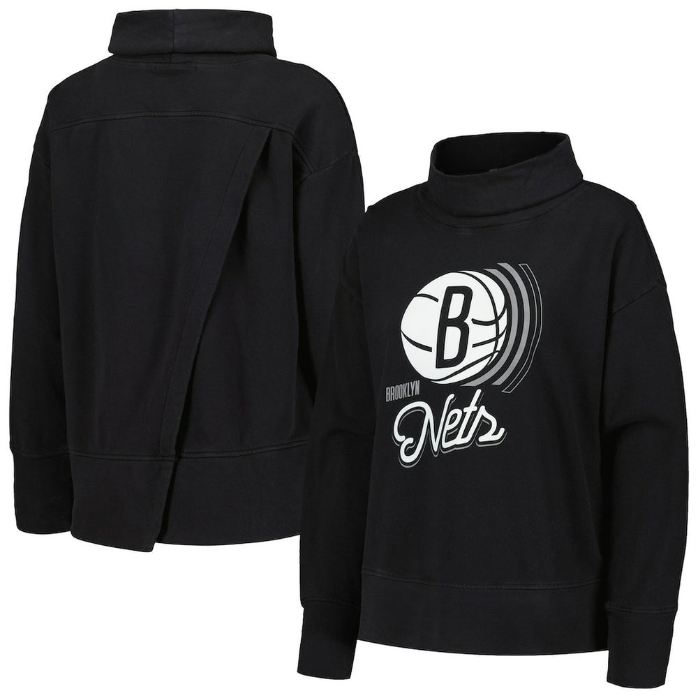 Black Brooklyn Nets Levelwear Women's Sunset Pullover Sweatshirt | NBA