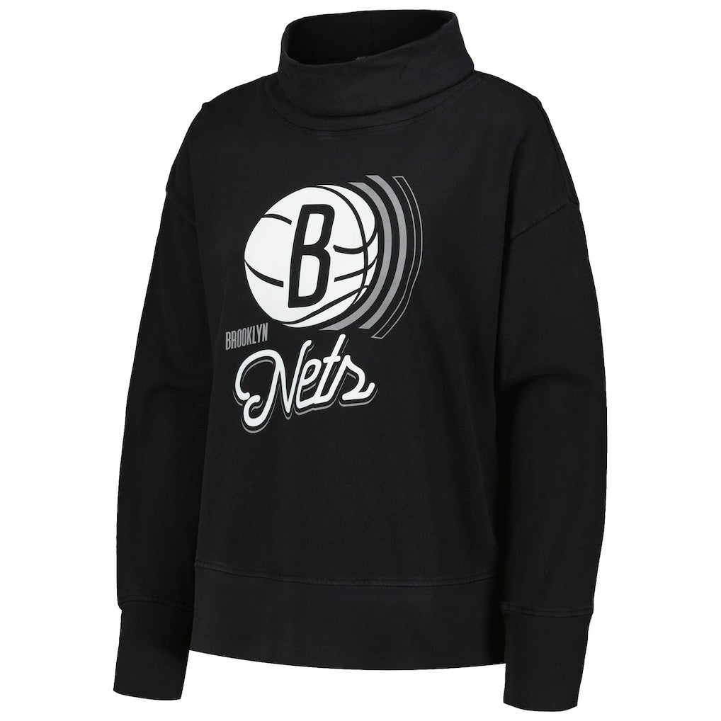 Black Brooklyn Nets Levelwear Women's Sunset Pullover Sweatshirt | NBA