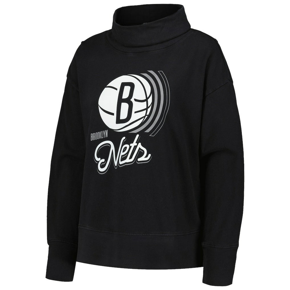 Black Brooklyn Nets Levelwear Women's Sunset Pullover Sweatshirt | NBA