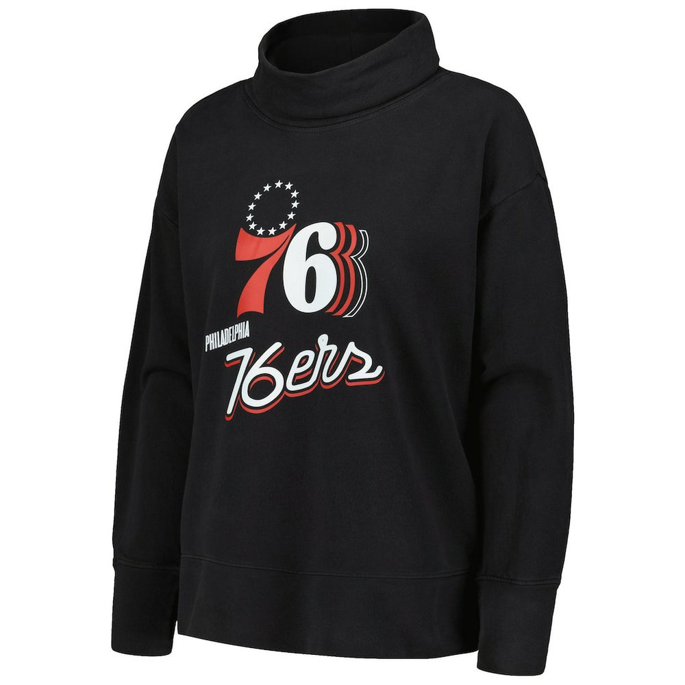 Black Philadelphia 76ers Levelwear Women's Sunset Pullover Sweatshirt | NBA