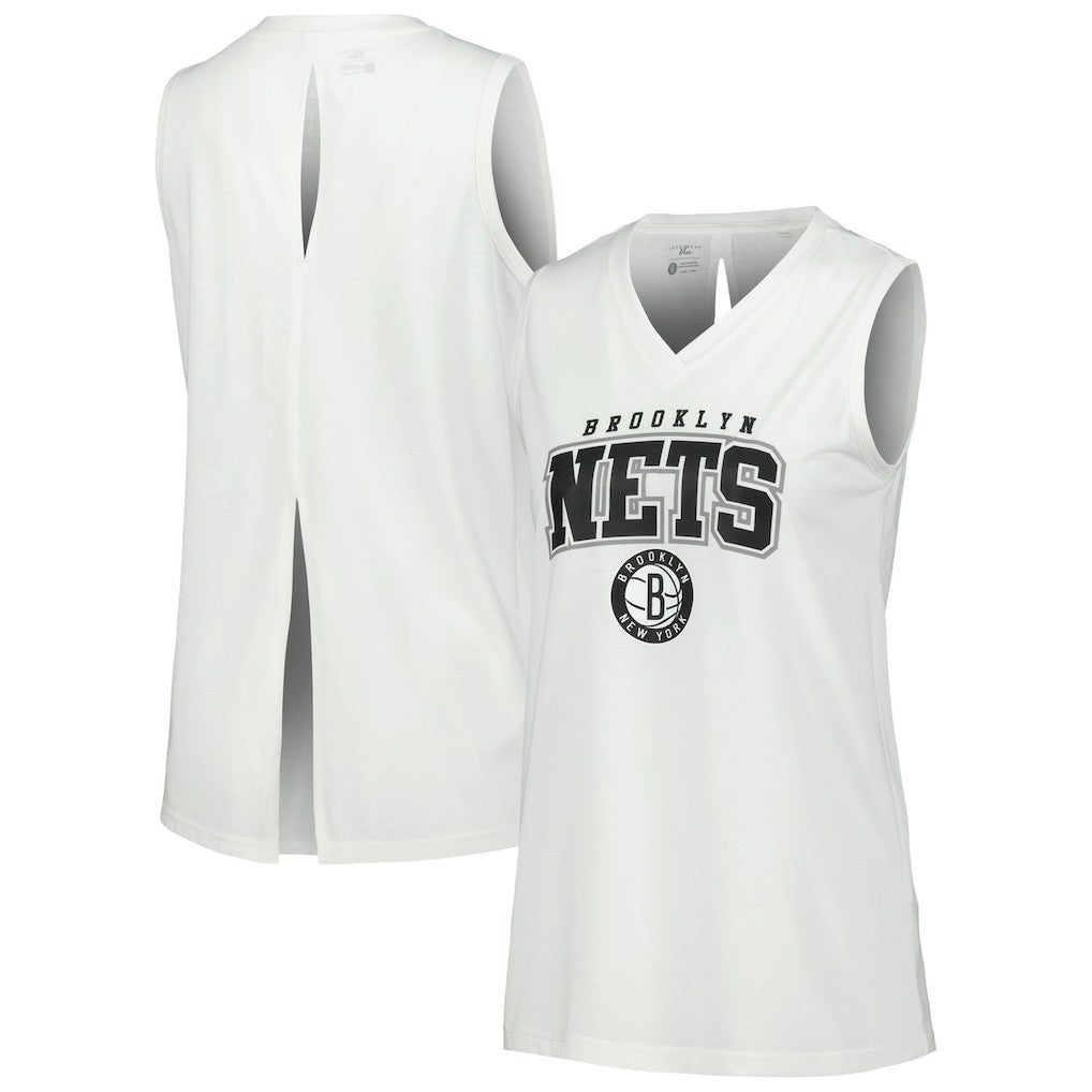 White Brooklyn Nets Levelwear Women's Paisley Peekaboo Tank Top | NBA