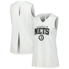 White Brooklyn Nets Levelwear Women's Paisley Peekaboo Tank Top | NBA