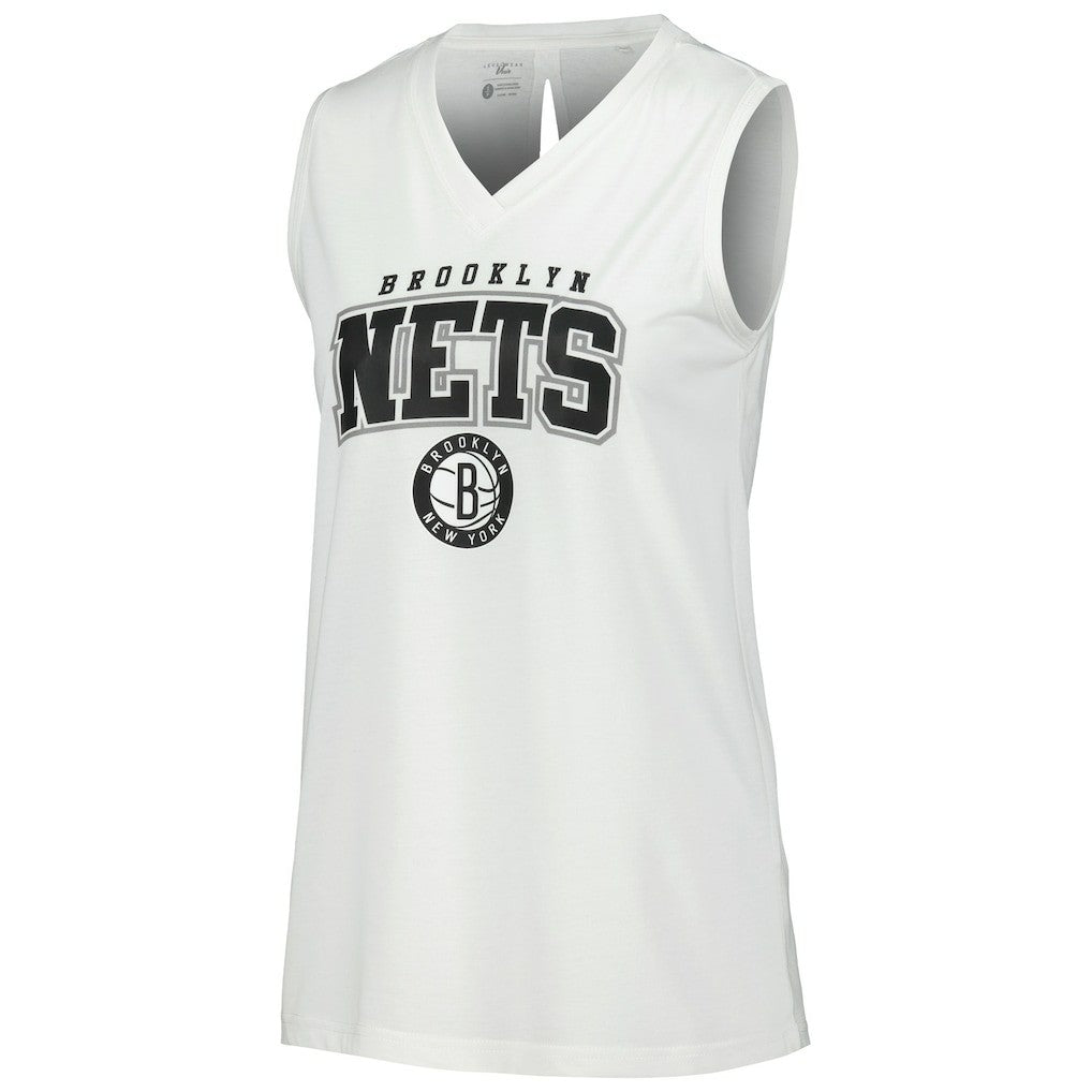 White Brooklyn Nets Levelwear Women's Paisley Peekaboo Tank Top | NBA
