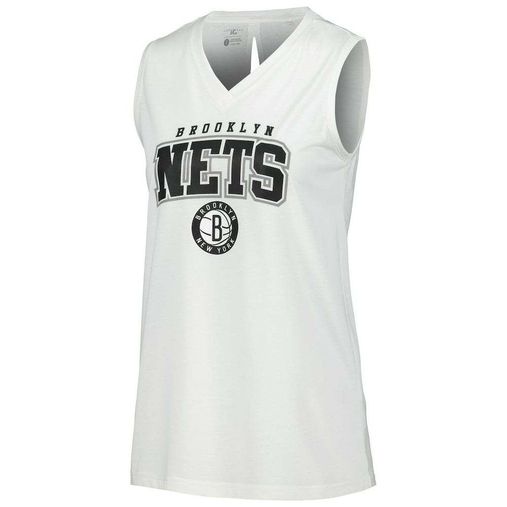 White Brooklyn Nets Levelwear Women's Paisley Peekaboo Tank Top | NBA
