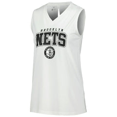 White Brooklyn Nets Levelwear Women's Paisley Peekaboo Tank Top | NBA
