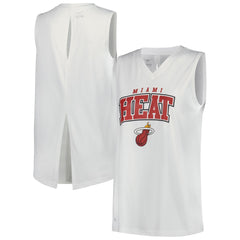 White Miami Heat Levelwear Women's Paisley Peekaboo Tank Top | NBA
