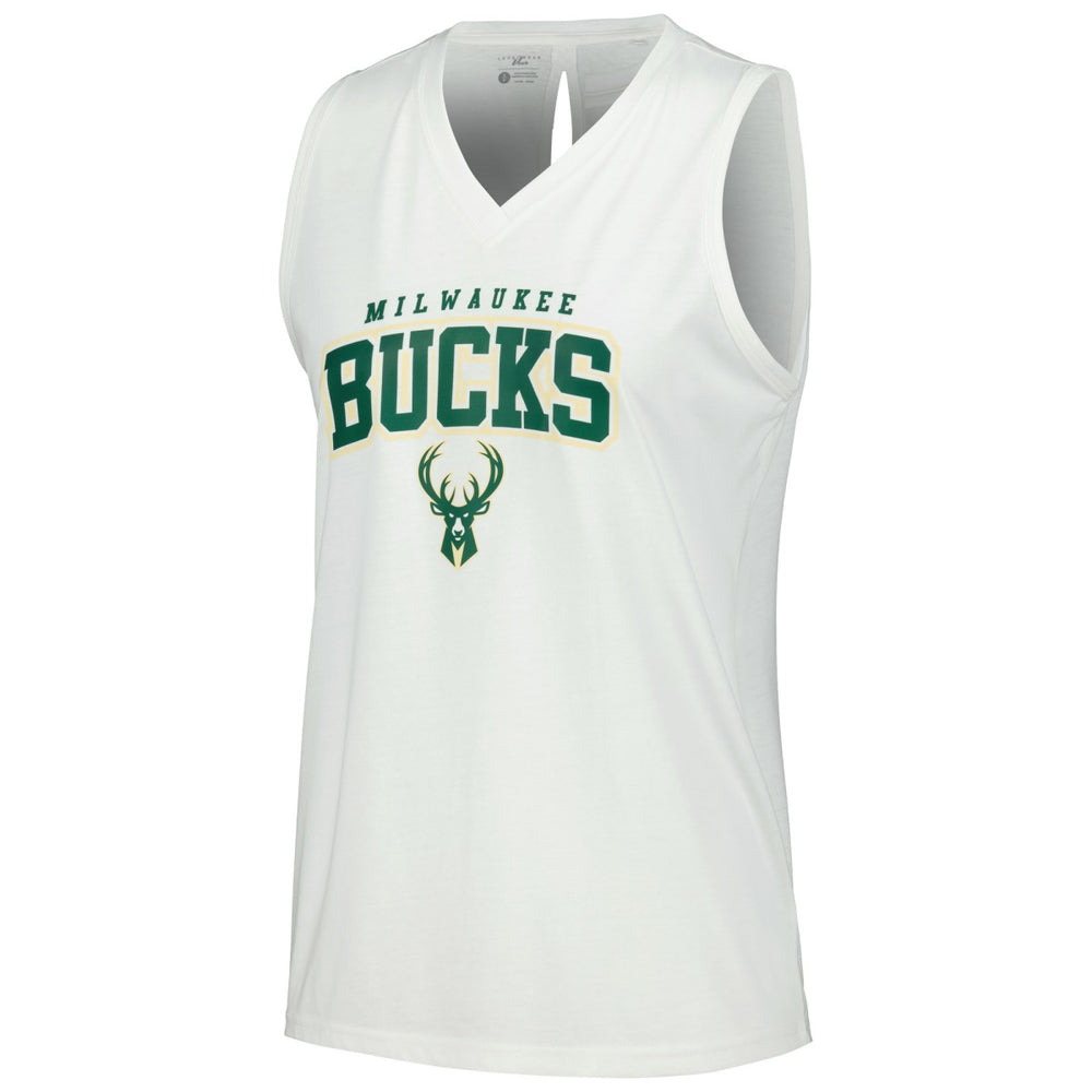 White Milwaukee Bucks Levelwear Women's Paisley Peekaboo Tank Top | NBA