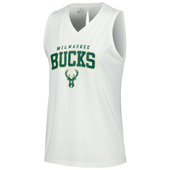White Milwaukee Bucks Levelwear Women's Paisley Peekaboo Tank Top | NBA