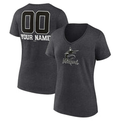 Miami Marlins Women's Personalized Monochrome Name & Number V-Neck T-Shirt - MLB T-shirts