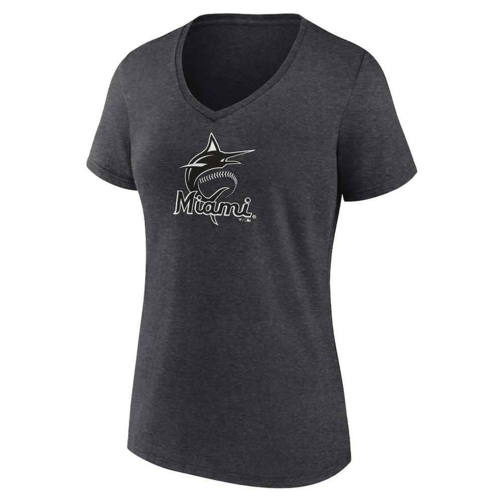 Miami Marlins Women's Personalized Monochrome Name & Number V-Neck T-Shirt - MLB T-shirts