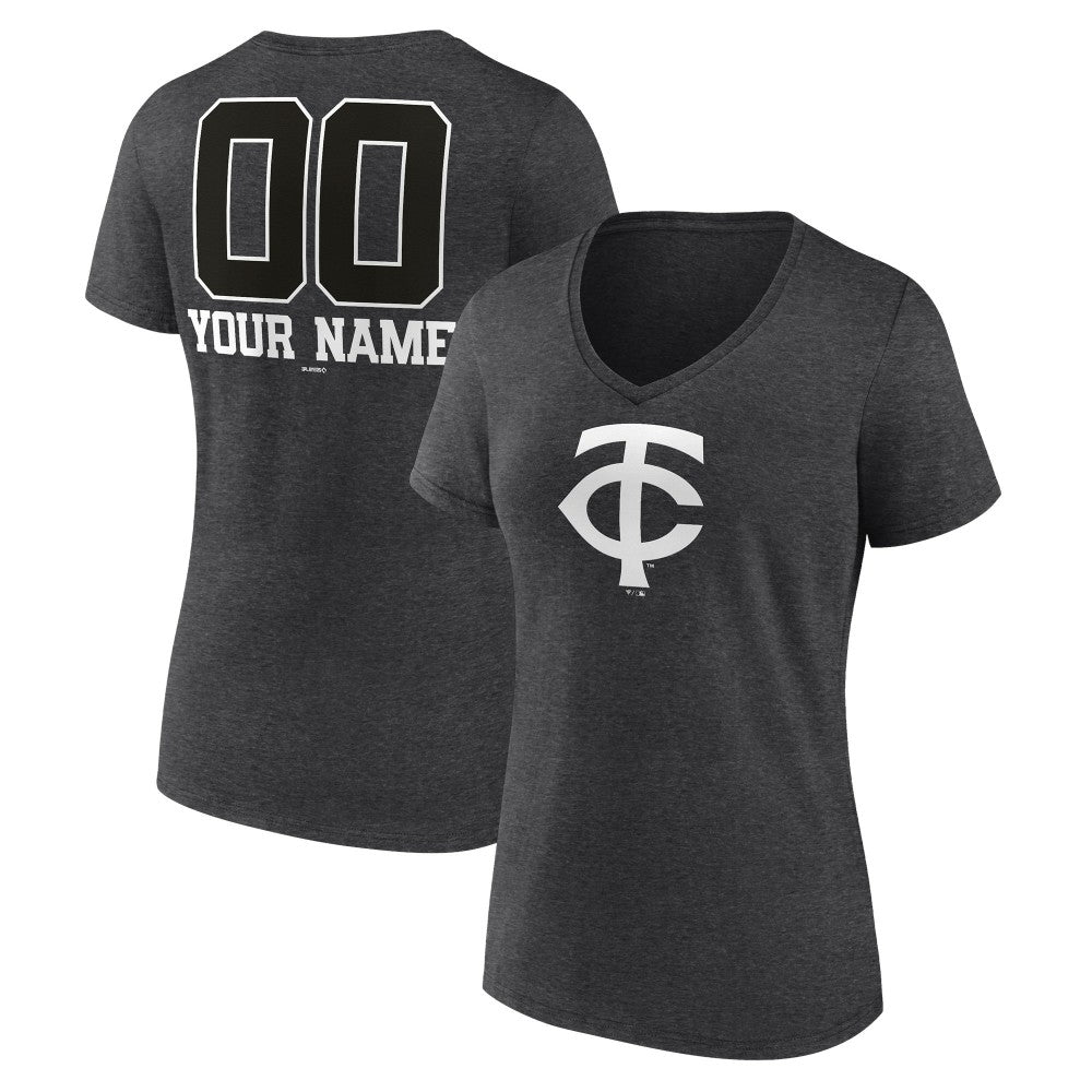 Minnesota Twins Women's Personalized Monochrome Name & Number V-Neck T-Shirt - MLB T-shirts