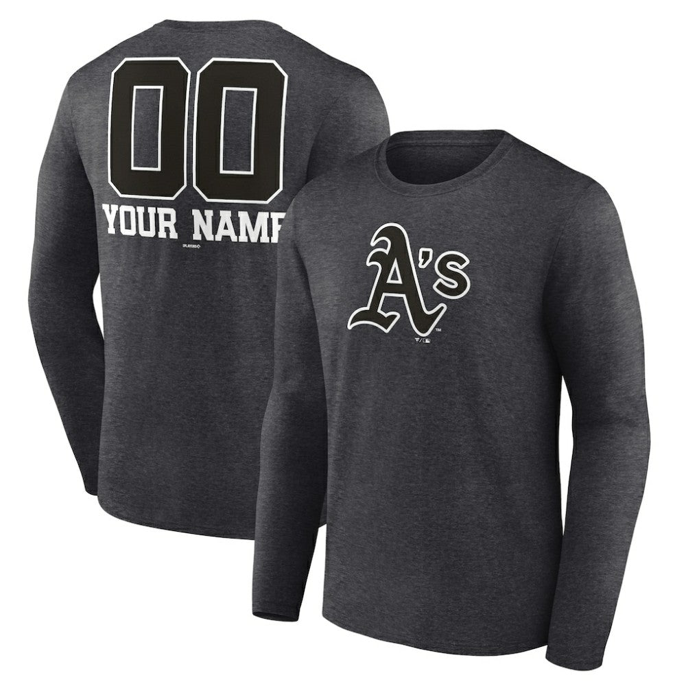 Athletics Personalized Monochrome Name & Number Long Sleeve T-Shirt - MLB T-shirts