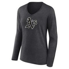 Athletics Women's Personalized Monochrome Name & Number Long Sleeve V-Neck T-Shirt - MLB T-shirts