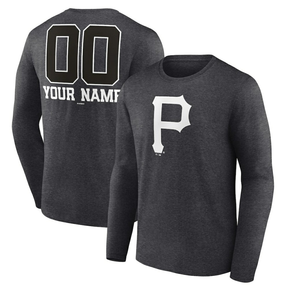 Pittsburgh Pirates Personalized Monochrome Name & Number Long Sleeve T-Shirt - MLB T-shirts