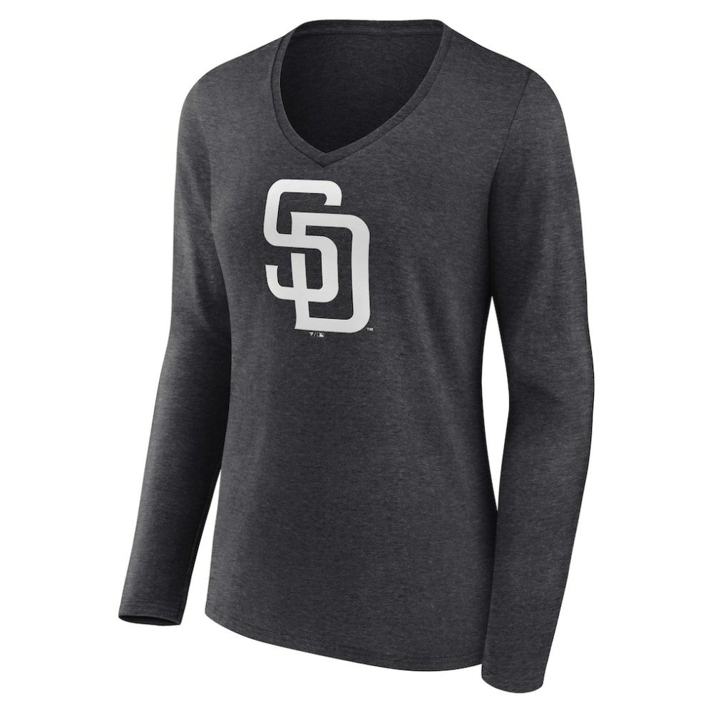 San Diego Padres Women's Personalized Monochrome Name & Number Long Sleeve V-Neck T-Shirt - MLB T-shirts