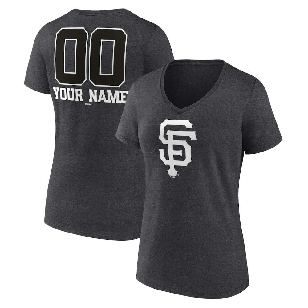 San Francisco Giants Women's Personalized Monochrome Name & Number V-Neck T-Shirt - MLB T-shirts