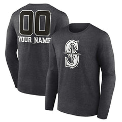 Seattle Mariners Personalized Monochrome Name & Number Long Sleeve T-Shirt - MLB T-shirts
