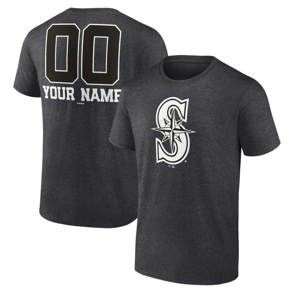Seattle Mariners Personalized Monochrome Name & Number T-Shirt - MLB T-shirts